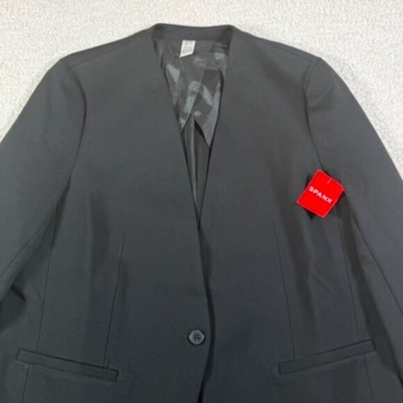 Spanx‎ Womens Perfect Collarless Blazer Jacket One Button Large Office Black NWT - Picture 5 of 12